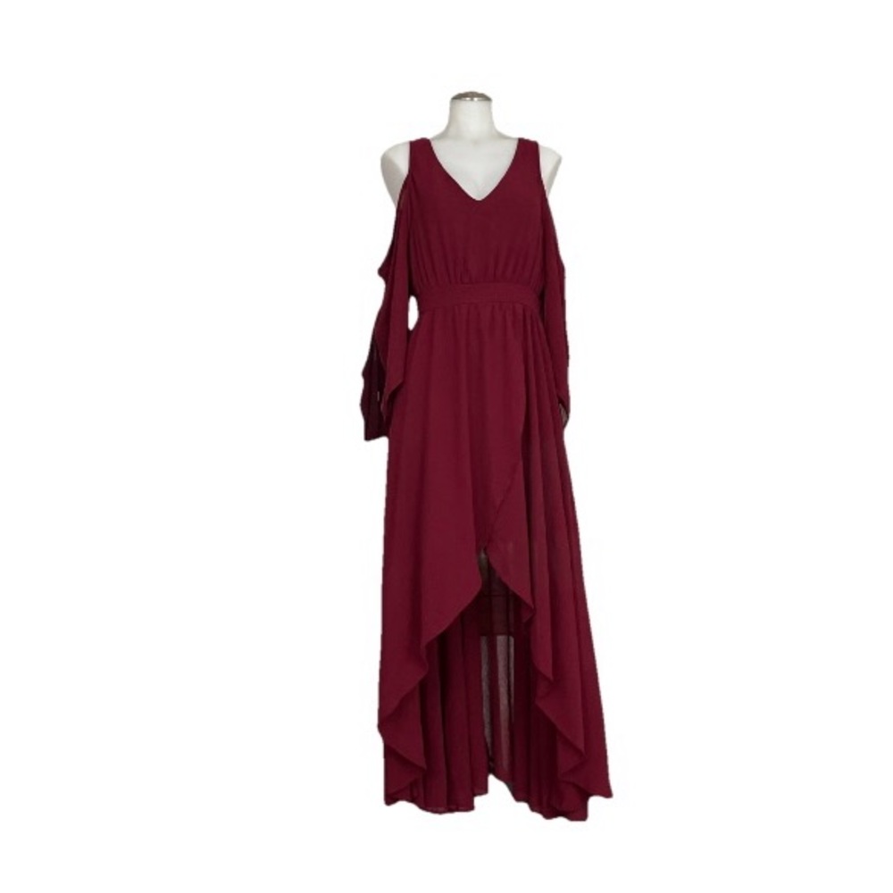 Joyfolie Asymmetrical Burgundy Dress
